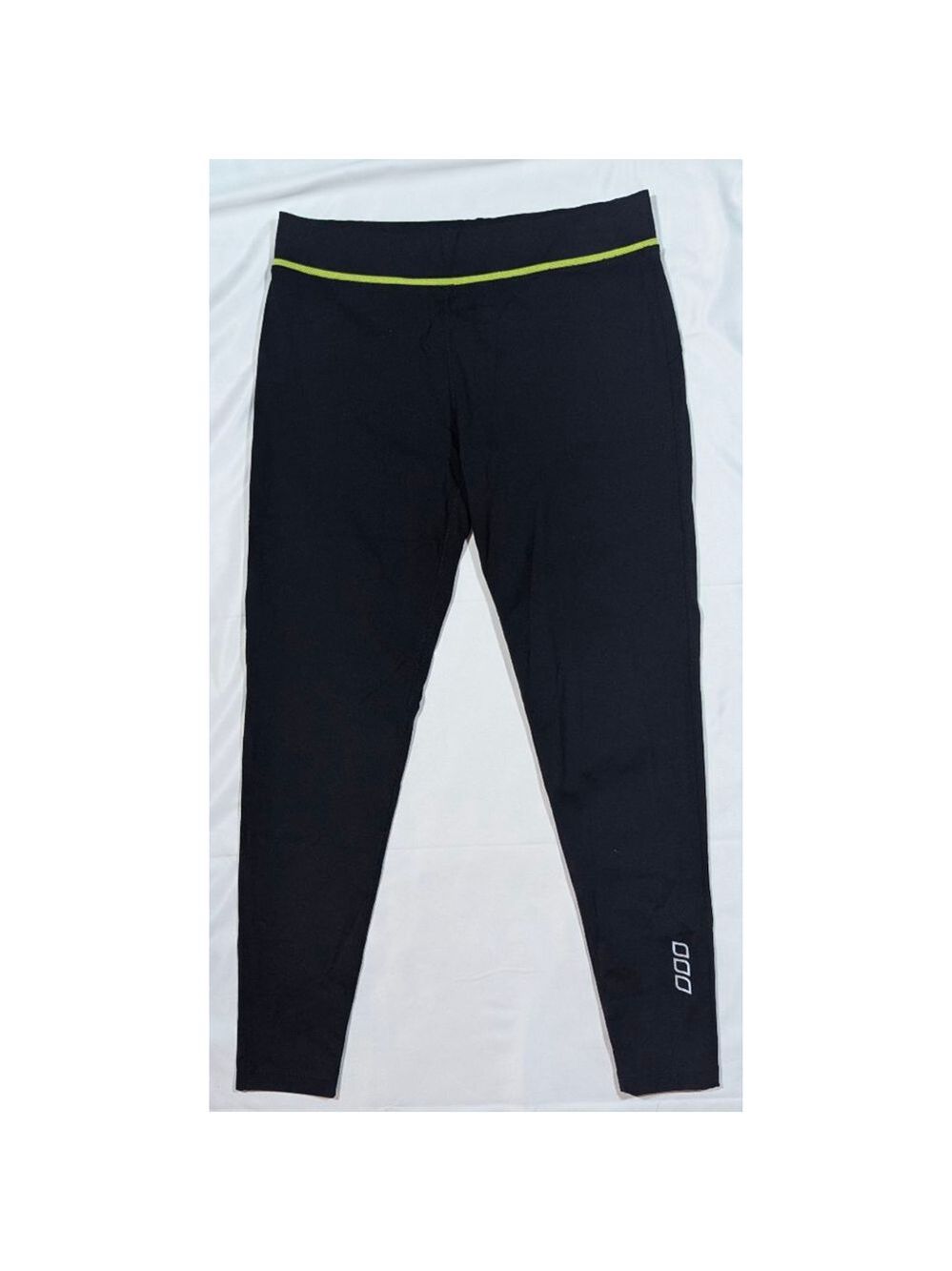 Lorna Jane Black Athletic Leggings Neon Trim Drawstring M